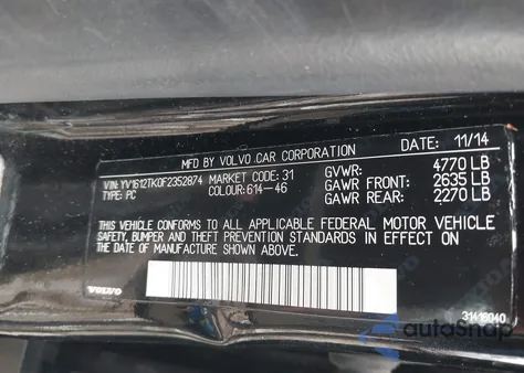 2015 Volvo S60 Premier z USA, uszkodzony, nr VIN YV1612TK0F2352874